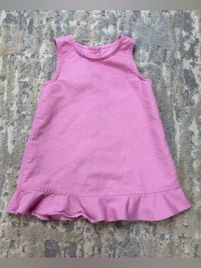 Vintage Faded Glory Dress Pink Sleeveless Embroidered Floral Design 24 months